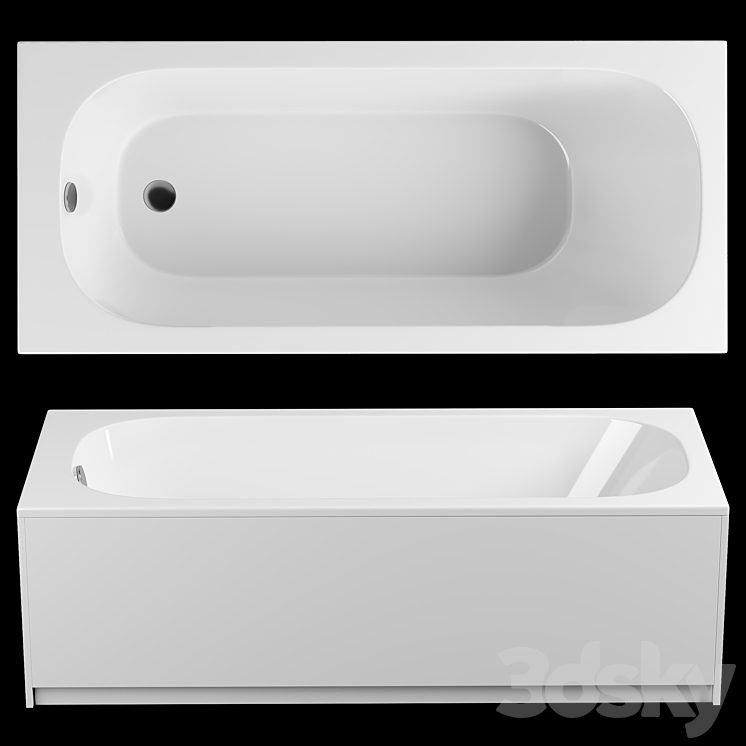 Steel bathtub Bette Form 190x80 with anti-slip self-cleaning coating（model:4297829_Rectangle_Corona）