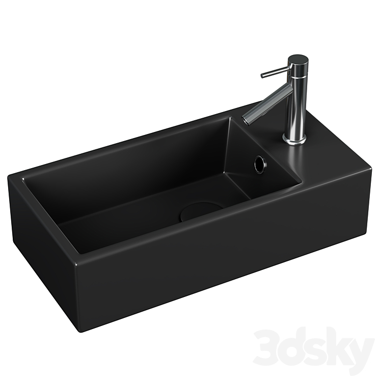 Washbasin SantiLine 41 L SL-2009LMB Black matte（model:4159302_Rectangle_Corona）