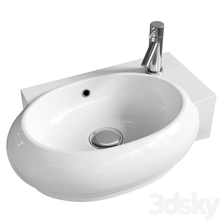 Washbasin SantiLine 42 SL-2022L White（model:4513516_Oval_Corona）