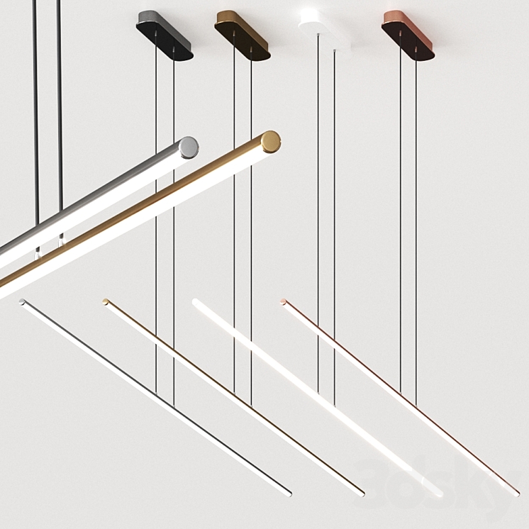 Linea No 1 by Altavola Design_（model:3088473）shape,led,suspension,minimalism,tubular,bronze