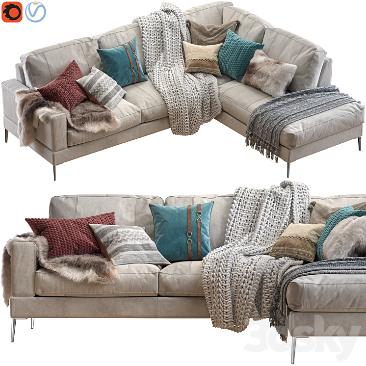 Capri sectional sofa_（model:3001999）skin,deer,scandi,sectional,corner,angular,capri,plaid,knitted,pillow,pillows,yarn,fur,the cl